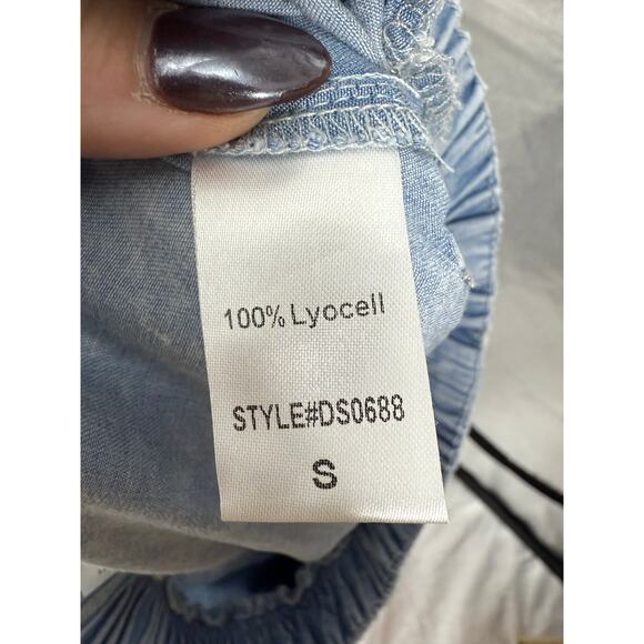 Mustard Seed Drawstring Cargo Jogger To Wide Leg Pants Light Wash Boho Indie S - Picture 11 of 12